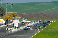 Image of race cars taking the green flag for the 2021 NASA 25 Hours of Thunderhill at Thunderhill Raceway Park in Willows California.  NASA 25 Hours Race, National Auto Sports Association, NorCal Regi