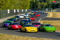 Image of Spec Miata race cars racing at Portland International Raceway in Portland Oregon - Oregon Region SCCA - Pacific Northwest Spec Miata (SM) Championship Tour