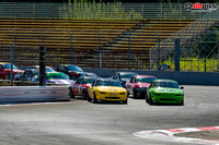 Image of Spec Miata race cars racing at Portland International Raceway in Portland Oregon - Oregon Region SCCA - Pacific Northwest Spec Miata (SM) Championship Tour