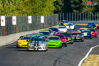 Image of Spec Miata race cars racing at Portland International Raceway in Portland Oregon - Oregon Region SCCA - Pacific Northwest Spec Miata (SM) Championship Tour